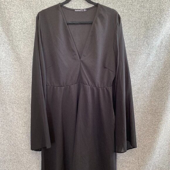 21.  BooHoo Black Sheer Long Sleeve Dress - Picture 1 of 7